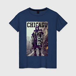 Футболка хлопковая женская Модный чувак из Чикаго - нейросеть, цвет: тёмно-синий