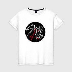 Футболка хлопковая женская Stray Kids logo, цвет: белый