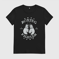 Футболка хлопковая женская Boxing fighter, цвет: черный