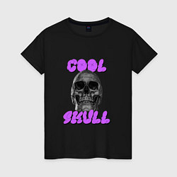 Футболка хлопковая женская Cool Skull, цвет: черный