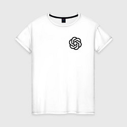 Футболка хлопковая женская Лого Chat GPT, цвет: белый