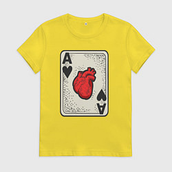Футболка хлопковая женская Туз сердца, цвет: желтый