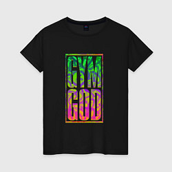 Футболка хлопковая женская Gym god, цвет: черный