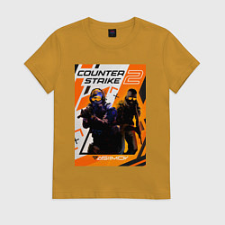 Футболка хлопковая женская КС 2 Азимов, цвет: горчичный