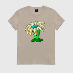 Футболка хлопковая женская Цветущий бумеранг, цвет: миндальный