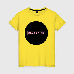 Футболка хлопковая женская Black pink - logotype - group - South Korea, цвет: желтый