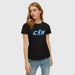 Футболка хлопковая женская CS2 blue logo, цвет: черный — фото 2