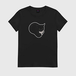 Футболка хлопковая женская Maxwell cat на черном фоне, цвет: черный