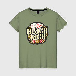 Футболка хлопковая женская Blackjack, цвет: авокадо
