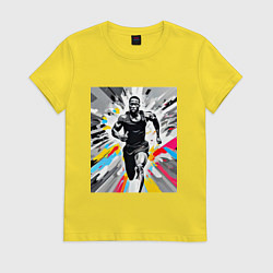Футболка хлопковая женская Чернокожий спринтер, цвет: желтый