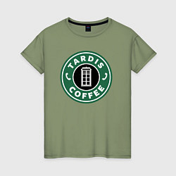 Футболка хлопковая женская Tardis coffee, цвет: авокадо