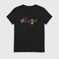 Футболка хлопковая женская FNAF головы, цвет: черный