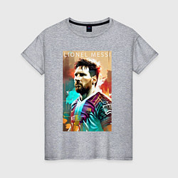 Футболка хлопковая женская Lionel Messi - football - striker, цвет: меланж