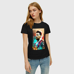 Футболка хлопковая женская Lionel Messi - football - striker, цвет: черный — фото 2