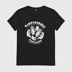 Футболка хлопковая женская Коты призраки, цвет: черный