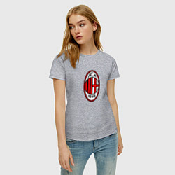 Футболка хлопковая женская Футбольный клуб Milan, цвет: меланж — фото 2