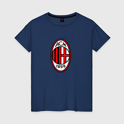 Футболка хлопковая женская Футбольный клуб Milan, цвет: тёмно-синий