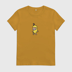 Футболка хлопковая женская Banana cat, цвет: горчичный