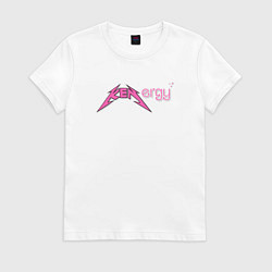 Футболка хлопковая женская Kenergy - metallica and barbie style, цвет: белый