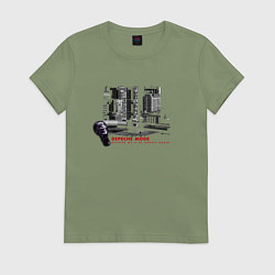 Футболка хлопковая женская Depeche Mode - Ghosts Again Chess, цвет: авокадо