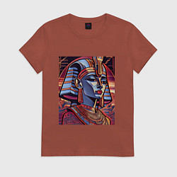 Футболка хлопковая женская Египетские мотивы, цвет: кирпичный