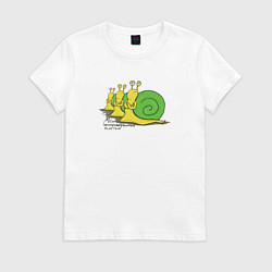 Футболка хлопковая женская Мои неопровержимые улитки, цвет: белый