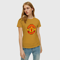 Футболка хлопковая женская Манчестер Юнайтед фк спорт, цвет: горчичный — фото 2