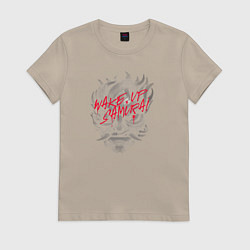 Футболка хлопковая женская Samurai wake up, цвет: миндальный