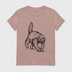 Футболка хлопковая женская Медоед на бегу, цвет: пыльно-розовый