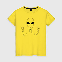 Футболка хлопковая женская Alien peace, цвет: желтый