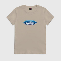 Футболка хлопковая женская Ford usa auto brend, цвет: миндальный