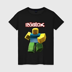 Футболка хлопковая женская Roblox бегущий персонаж, цвет: черный