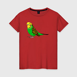 Футболка хлопковая женская Красивый попугайчик, цвет: красный