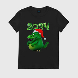 Футболка хлопковая женская Толстый дракон 2024, цвет: черный
