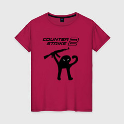 Футболка хлопковая женская Counter strike 2 мем, цвет: маджента
