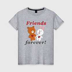 Футболка хлопковая женская Friends forever, цвет: меланж