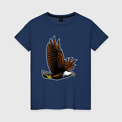 Футболка хлопковая женская Летящий орёл, цвет: тёмно-синий