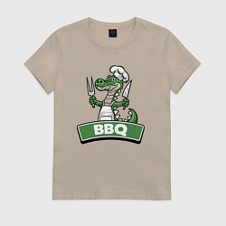 Футболка хлопковая женская Барбекю от крокодила, цвет: миндальный