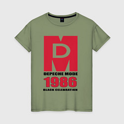 Футболка хлопковая женская Depeche Mode - black celebration logo, цвет: авокадо