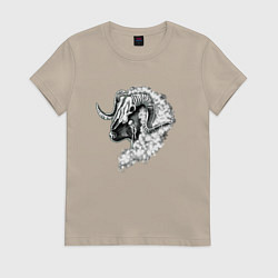 Футболка хлопковая женская Sheepskin wolf, цвет: миндальный