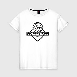 Футболка хлопковая женская Volleyball club, цвет: белый