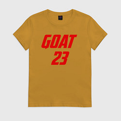 Футболка хлопковая женская Goat 23, цвет: горчичный