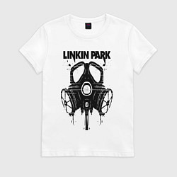 Футболка хлопковая женская Linkin Park - gas mask, цвет: белый