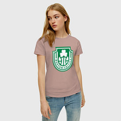 Футболка хлопковая женская Boston Celtics team, цвет: пыльно-розовый — фото 2
