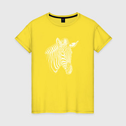 Футболка хлопковая женская Гравюра голова зебры, цвет: желтый