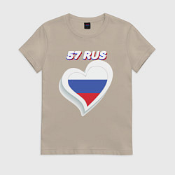 Футболка хлопковая женская 57 регион Орловская область, цвет: миндальный