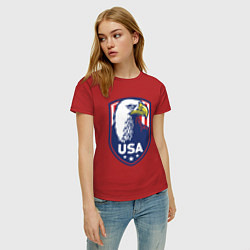 Футболка хлопковая женская Орёл США, цвет: красный — фото 2