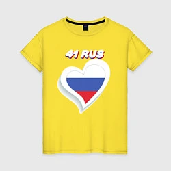 Футболка хлопковая женская 41 регион Камчатский край, цвет: желтый