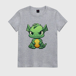 Футболка хлопковая женская Добрый дракон 2024 новый год, цвет: меланж