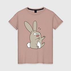 Футболка хлопковая женская Funny bunny, цвет: пыльно-розовый